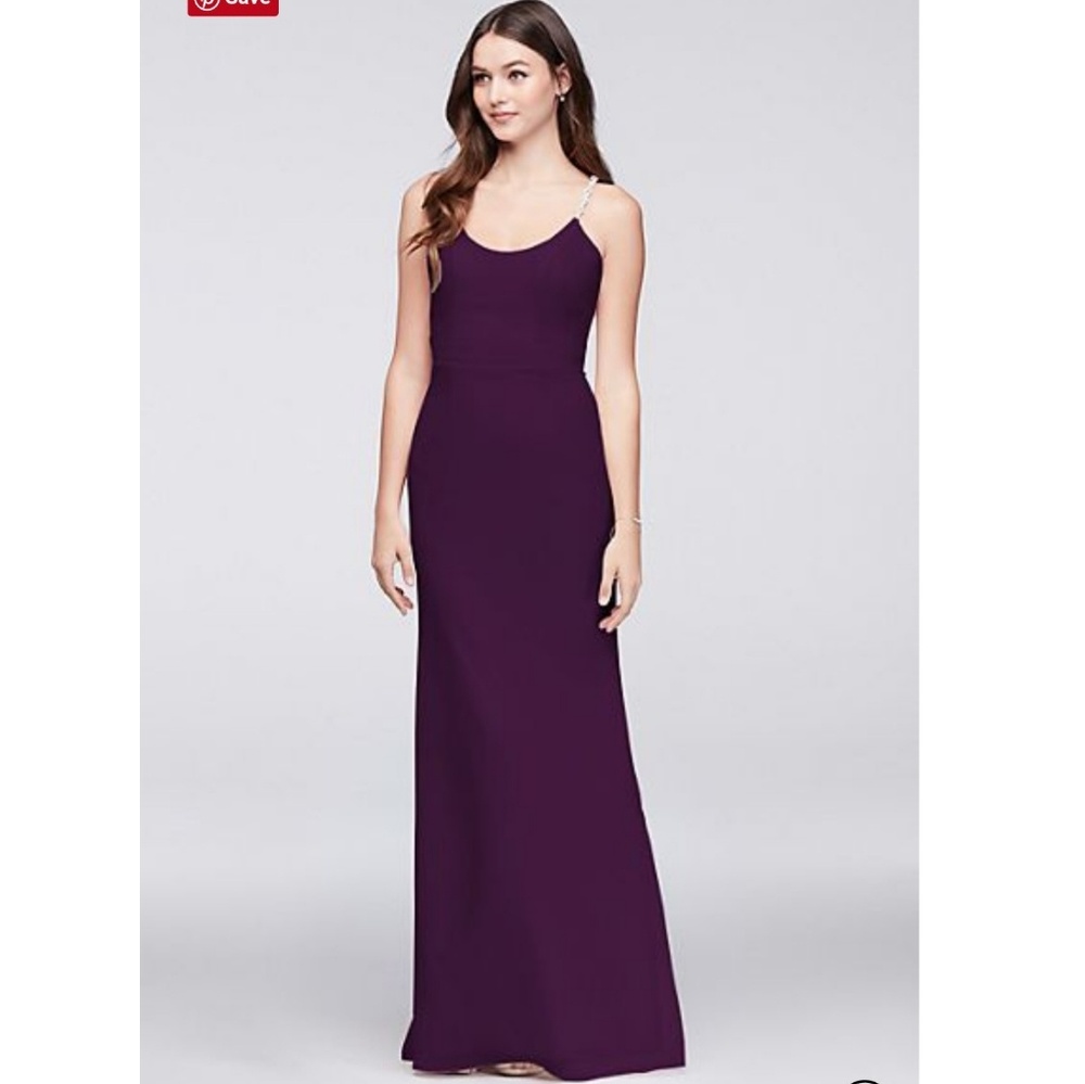Beaded Strap Plum David's Bridal Bridesmaids Dress